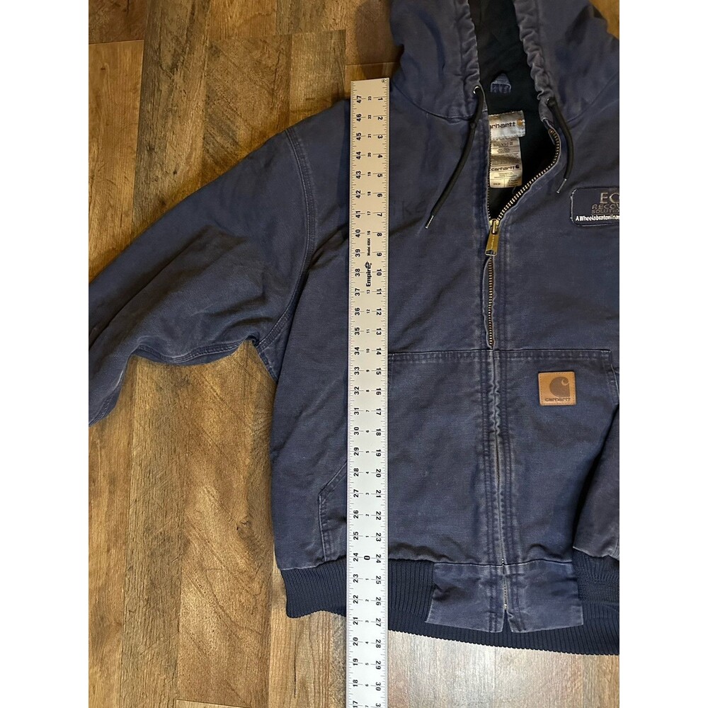 Vintage Faded & Distressed Navy Carhartt Hooded Canvas Work Jacket - Picture 3 of 8